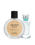 Two perfume bottles with 'Dupes & Co.' branding on a white background